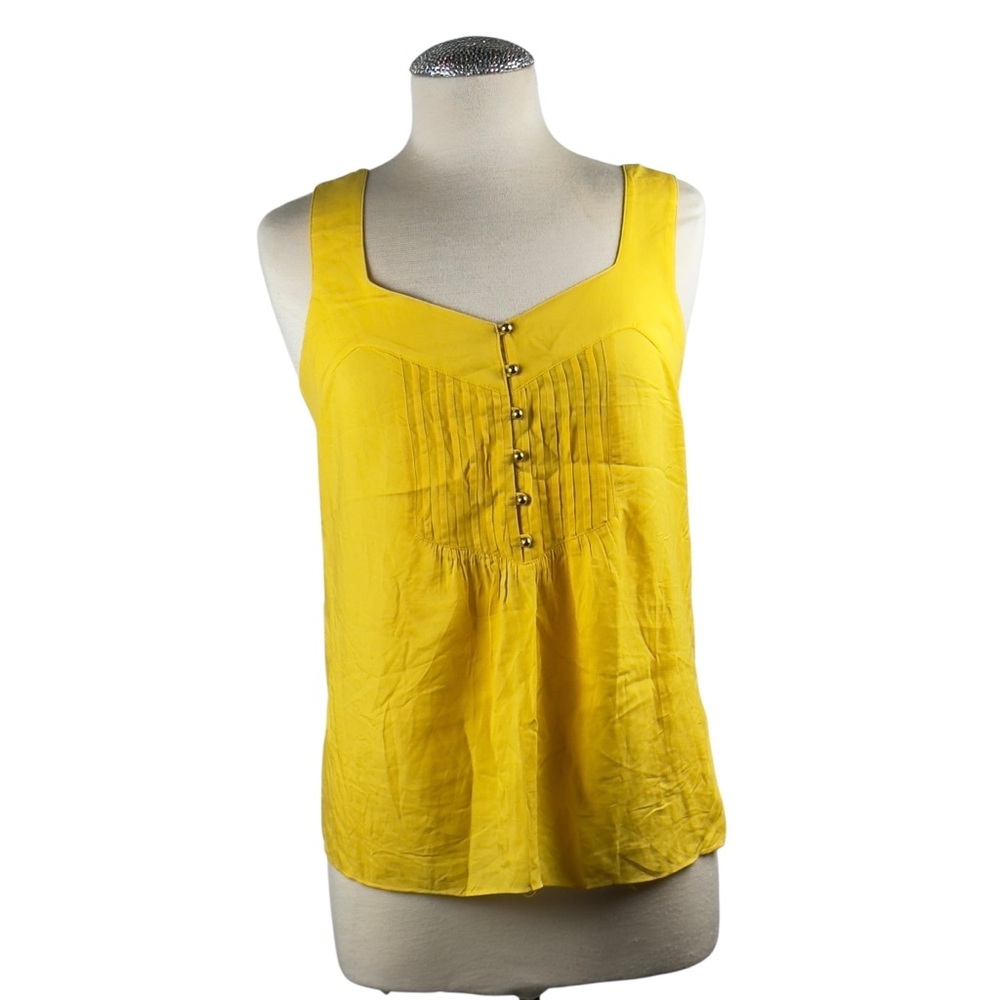 Banana Republic Yellow Buttoned Pleated Tank Top